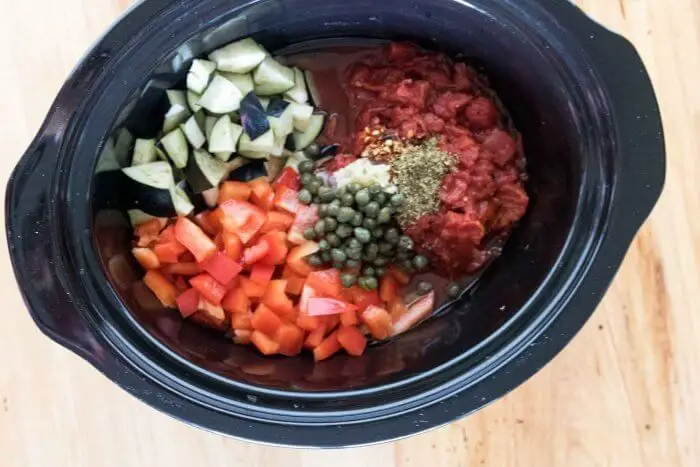 Crock Pot Mediterranean Eggplant and Tomato Bake