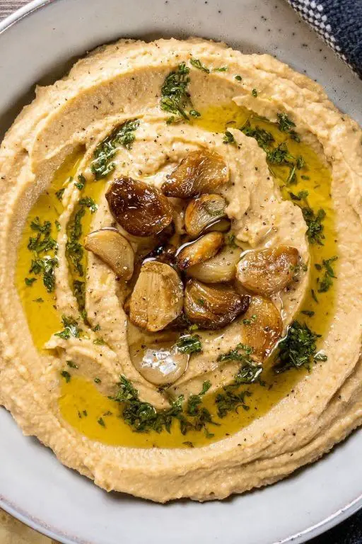 Crock Pot Mediterranean Hummus with Roasted Garlic