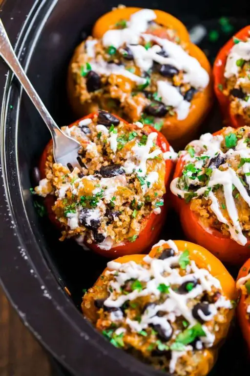 Crock Pot Mediterranean Vegetarian Stuffed Peppers