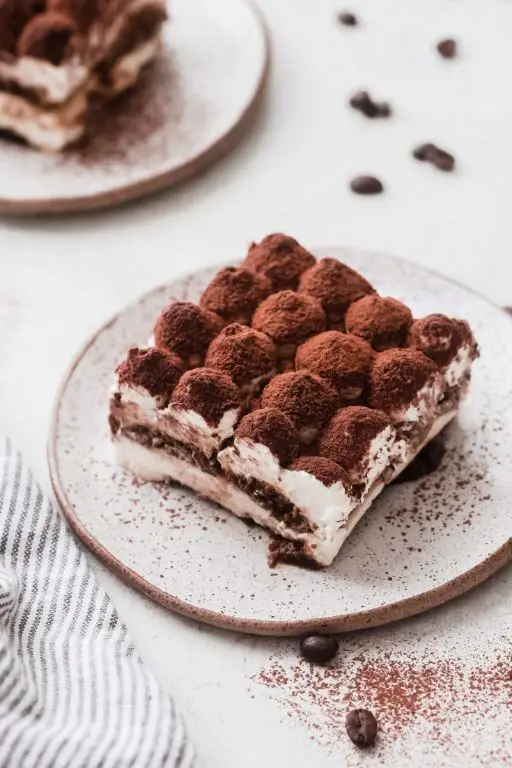 Eggless Tiramisu with Whipped Cream and Coffee Syrup