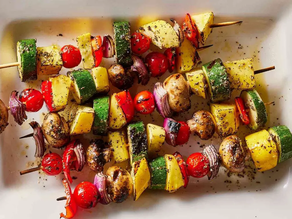 Fonio and Grilled Vegetable Skewers