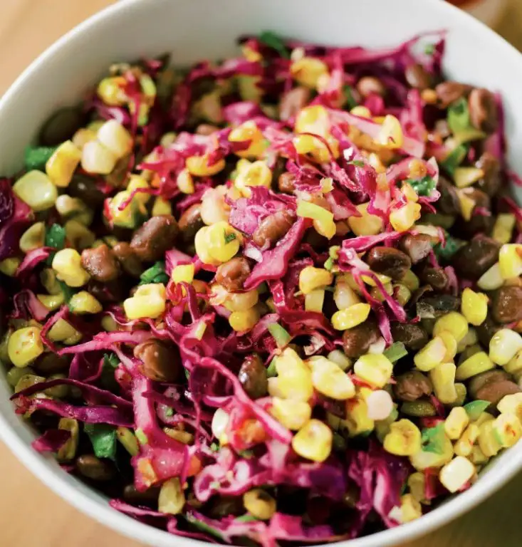 Fried Cabbage with Corn and Black Beans