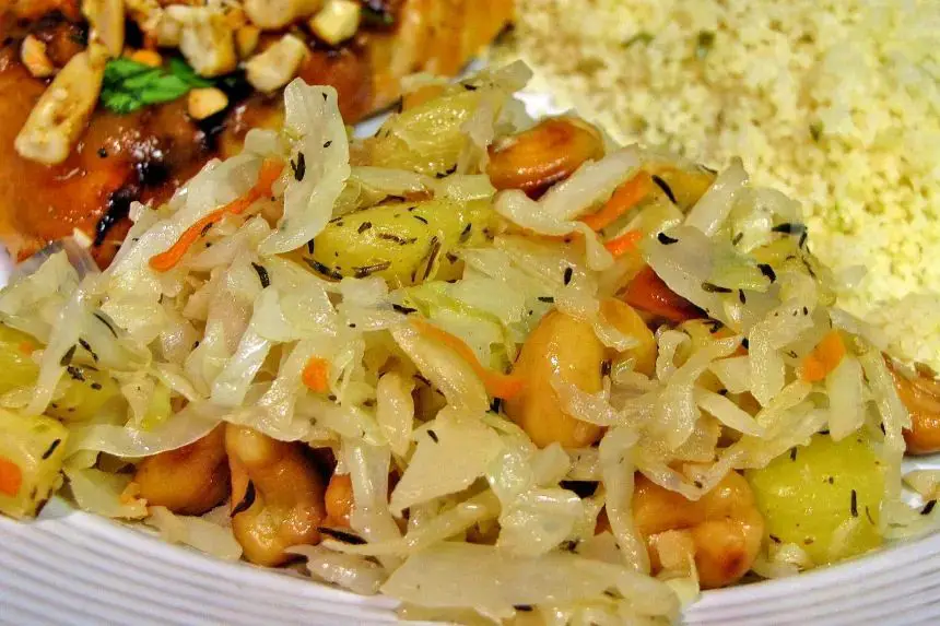 Fried Cabbage with Pineapple and Cashews