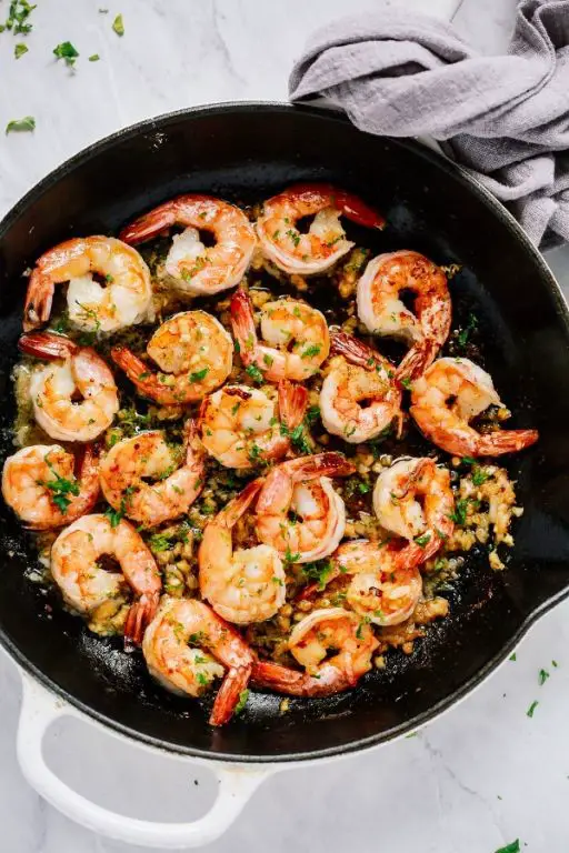 Garlic Butter Mediterranean Shrimp and Fish Skillet