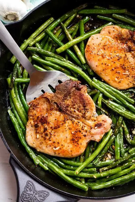Garlic Butter Pork Chop Skillet with Green Beans