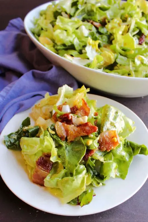 Garlic Butter Wilted Lettuce with Crispy Bacon