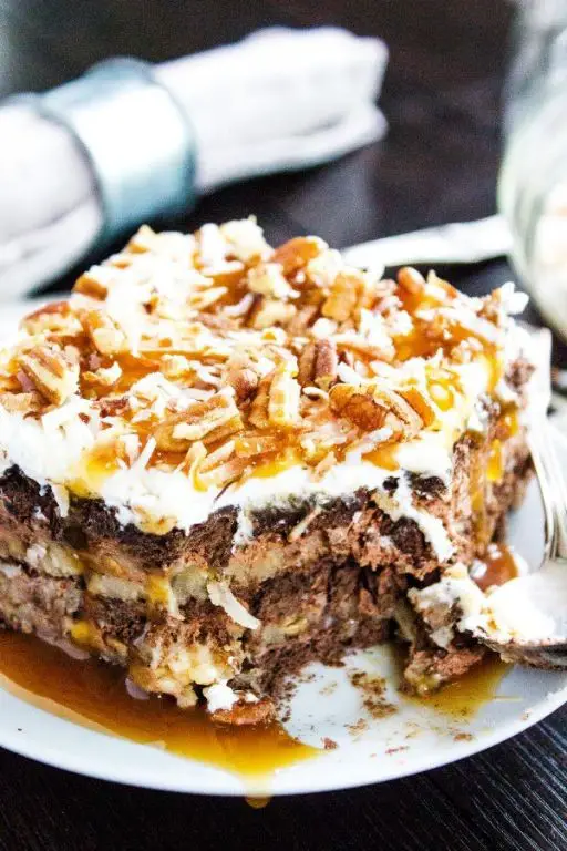 German Chocolate Mousse Cake with Coconut Layers