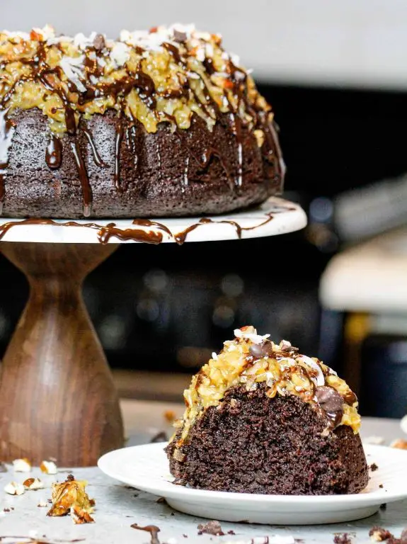 German Chocolate Pound Cake with Chocolate Glaze
