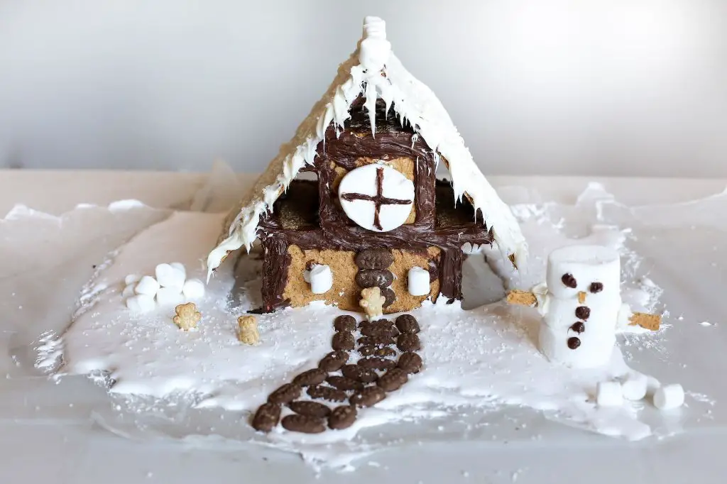 Gingerbread House with Marshmallow Snow