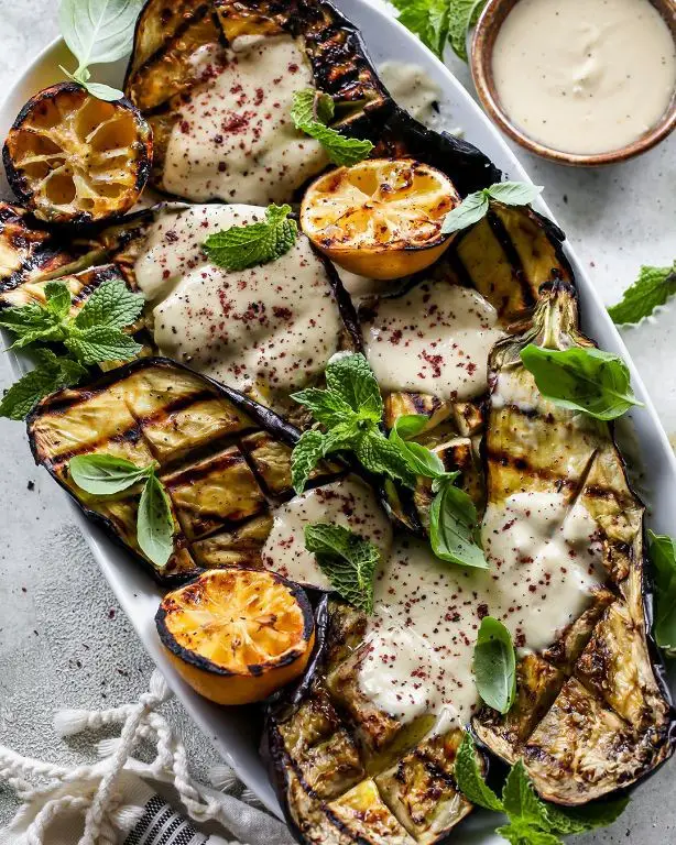Grilled Eggplant with Tahini Dressing