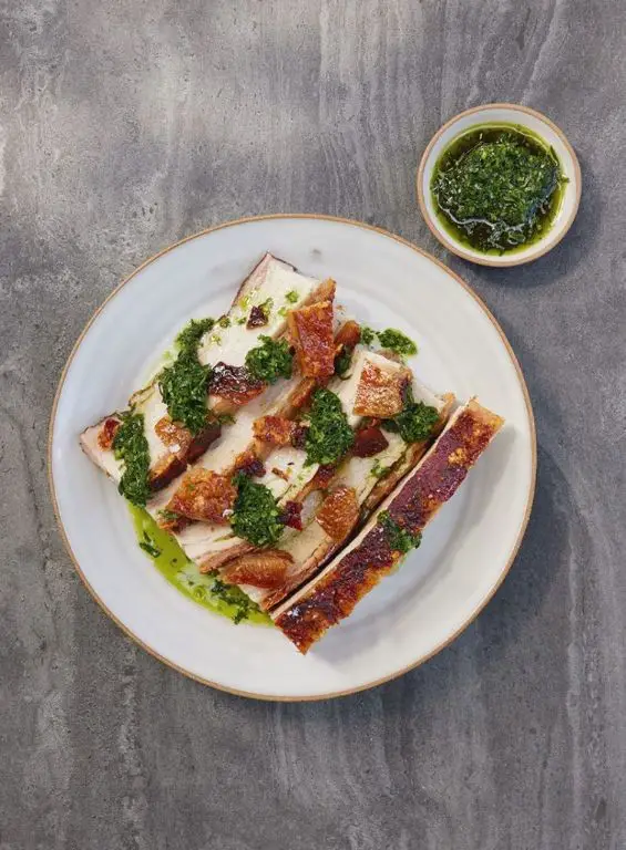 Grilled Pork Belly with Chimichurri Sauce
