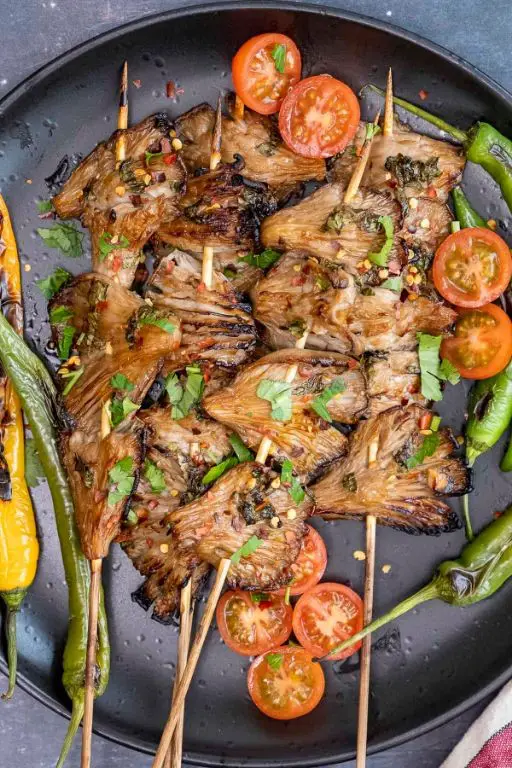 Grilled Trumpet Mushroom Skewers