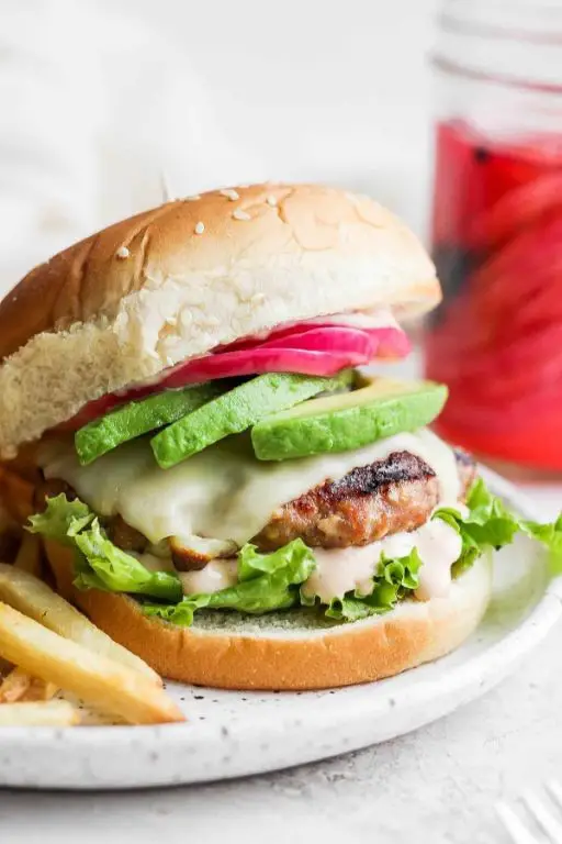 Grilled Turkey Burgers with Avocado Slices