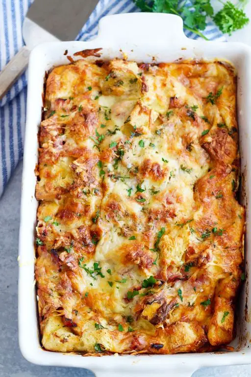 Ham and Swiss Savory Bread Pudding