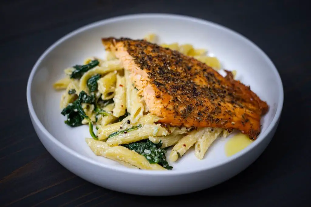 Herb Crusted Salmon Pasta