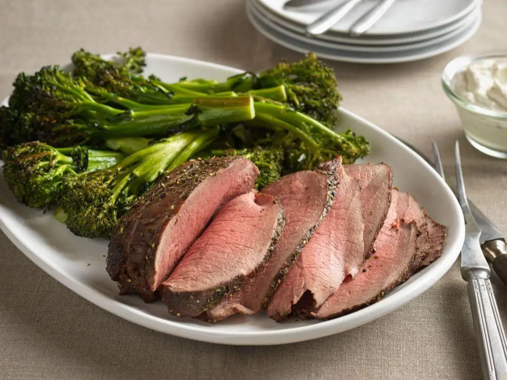 Herb-Crusted Sirloin Tip Roast with Horseradish Sauce