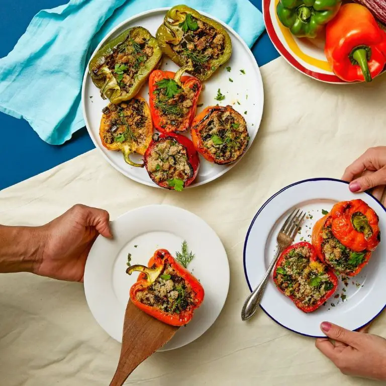 Herbed Fonio Stuffed Bell Peppers