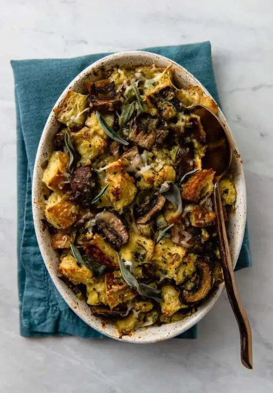 Herbed Mushroom and Gruyère Savory Bread Pudding
