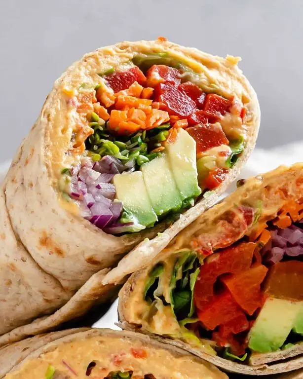 Hummus and Roasted Red Pepper Lavash Wrap