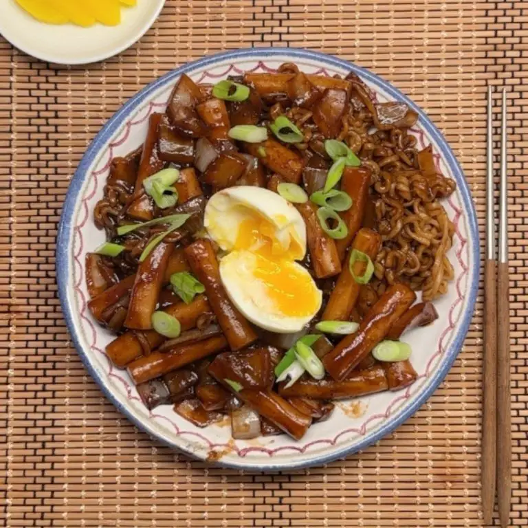 Jjajang Tteokbokki with Black Bean Sauce