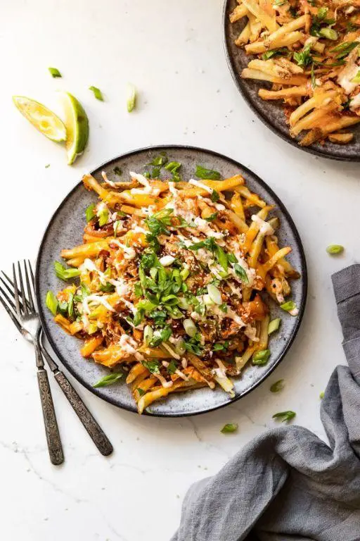 Kimchi and Cheddar Cheese Fries