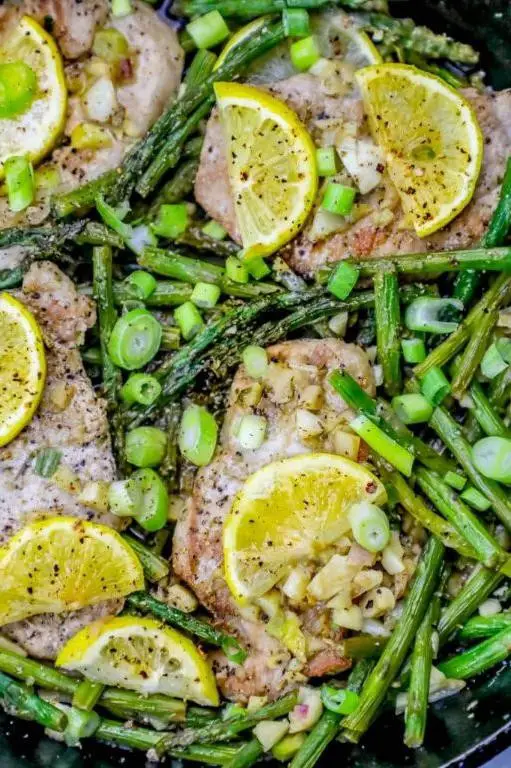 Lemon Herb Pork Chop Skillet with Asparagus