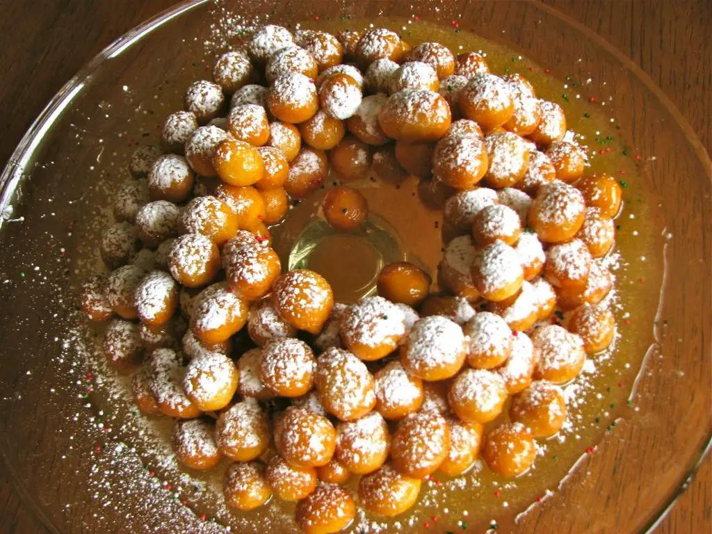Lemon Zest Struffoli with Powdered Sugar