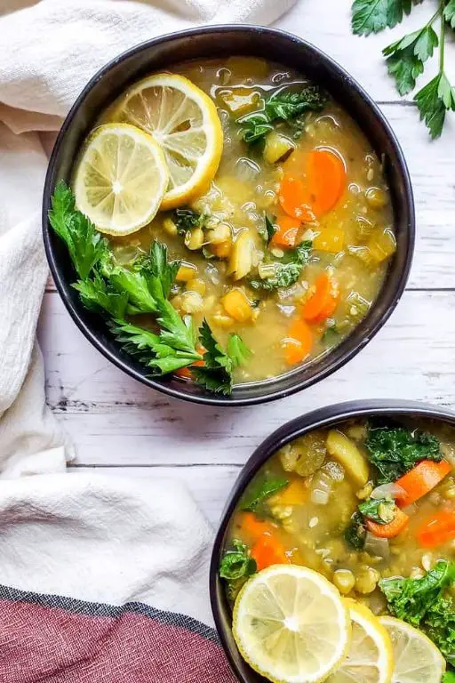 Lentil and Kale Crockpot Stew with Lemon