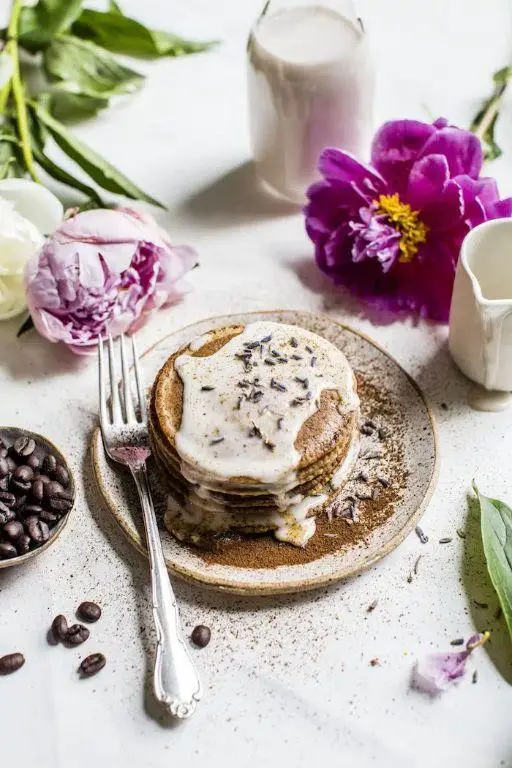 Lilac Flower Pancakes with Maple Syrup