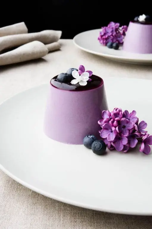 Lilac Panna Cotta with Berry Compote