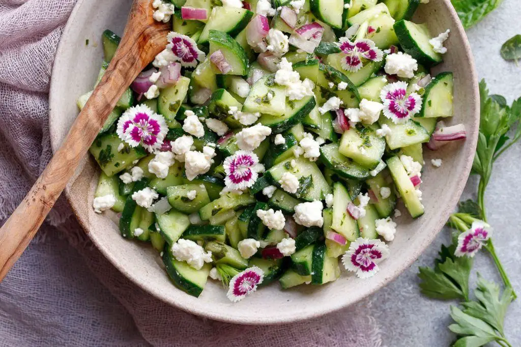 Lilac and Cucumber Salad with Feta
