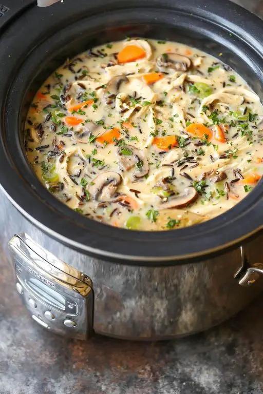 Low Fat Slow Cooker Chicken and Wild Rice Soup