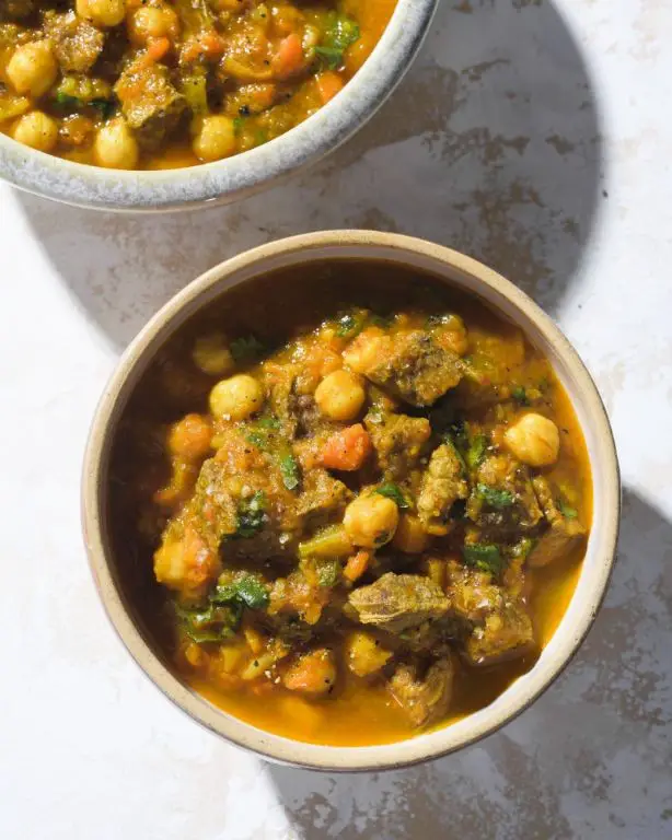 Mediterranean Beef Stew with Chickpeas and Tomatoes