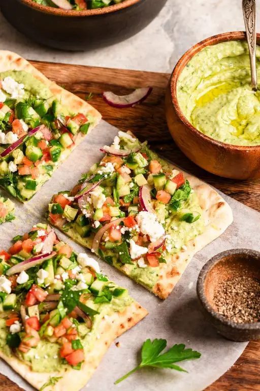 Mediterranean Flatbread with Hummus
