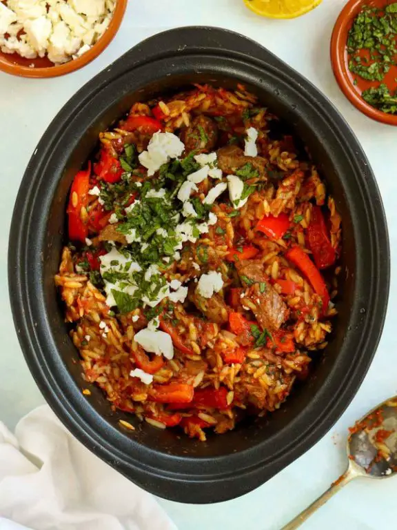 Mediterranean-Style Crock Pot Lamb and Orzo
