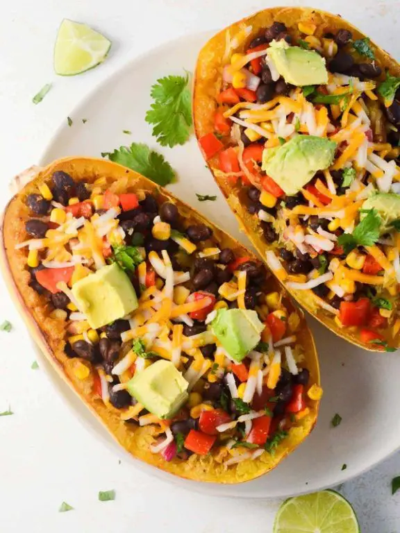 Mexican Stuffed Spaghetti Squash with Avocado and Lime