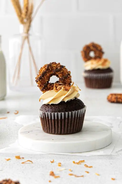 Mini German Chocolate Cupcakes with Caramel Drizzle