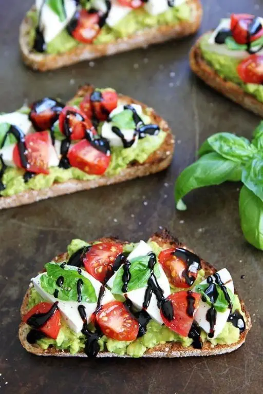 Mozzarella Ball and Avocado Toast with Balsamic Glaze
