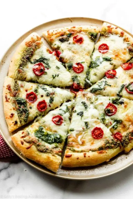 Mozzarella Ball and Basil Pesto Pizza