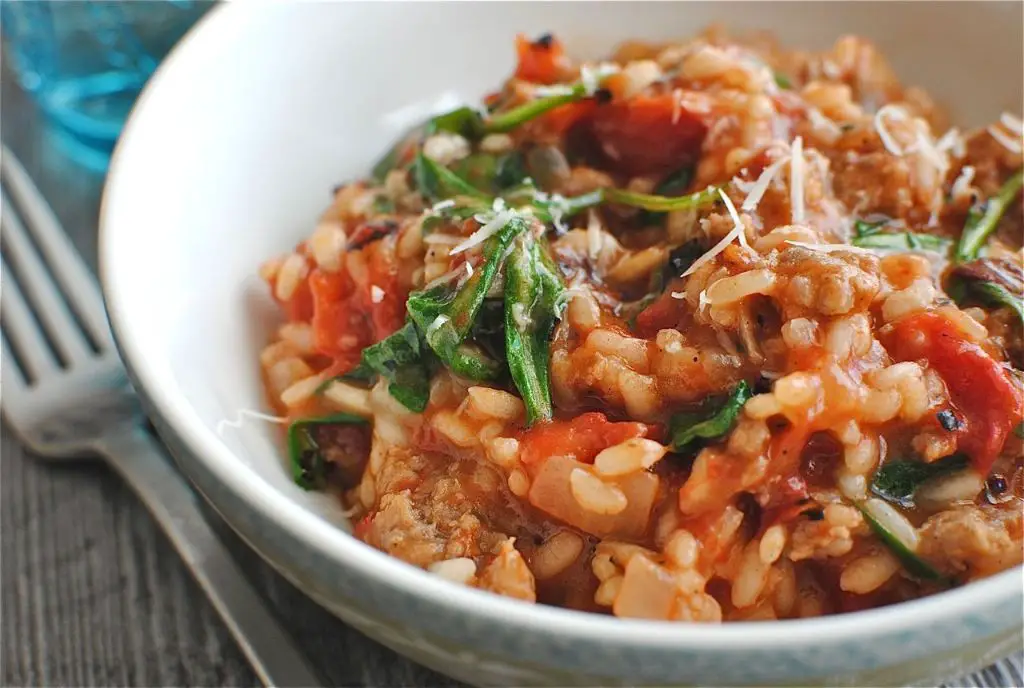 One-Pot Sausage and Spinach Risotto