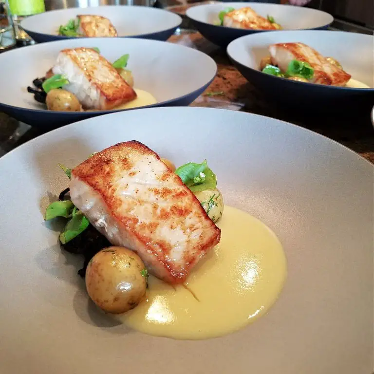 Pan-Seared Sturgeon with Garlic and White Wine Sauce