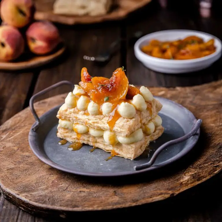Peach Mille-Feuille with Whipped Cream