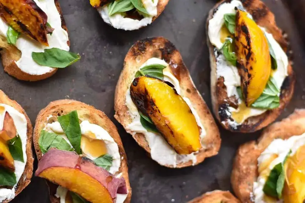 Peach and Basil Bruschetta