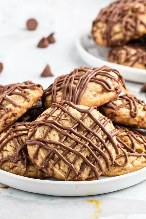 Peanut Butter Air Fryer Cookies with Chocolate Drizzle
