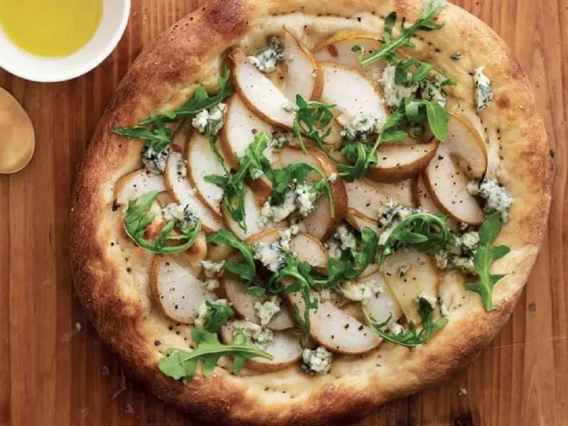 Pear and Gorgonzola Flatbread with Arugula