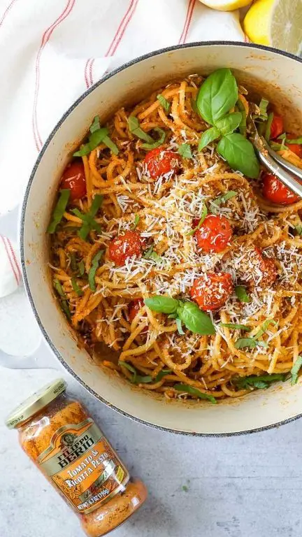 Pesto Ricotta Pasta with Cherry Tomatoes