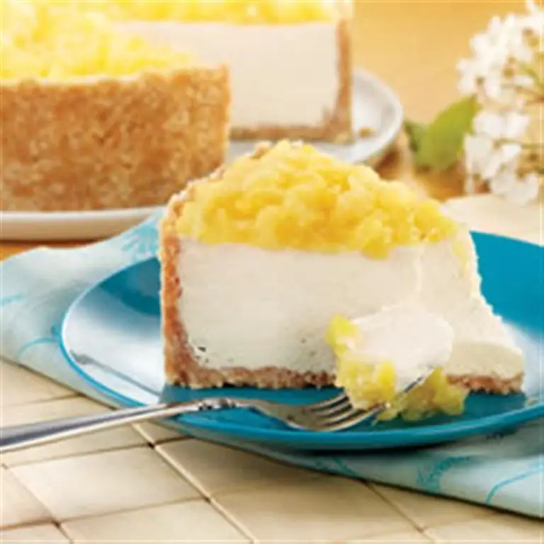 Pina Colada Cheesecake with Cream of Coconut