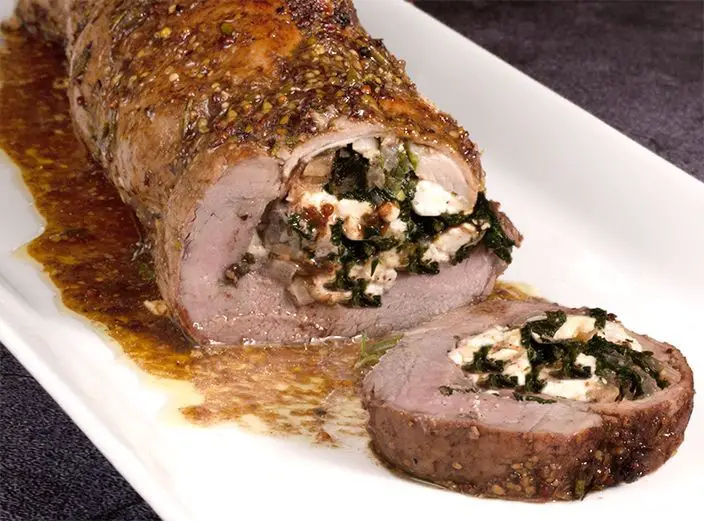 Pork Sirloin Stuffed with Spinach and Feta