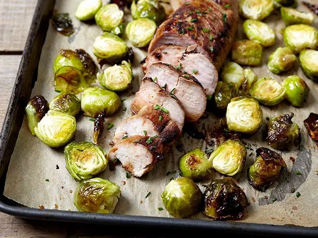 Pork Sirloin and Brussels Sprouts Sheet Pan Dinner