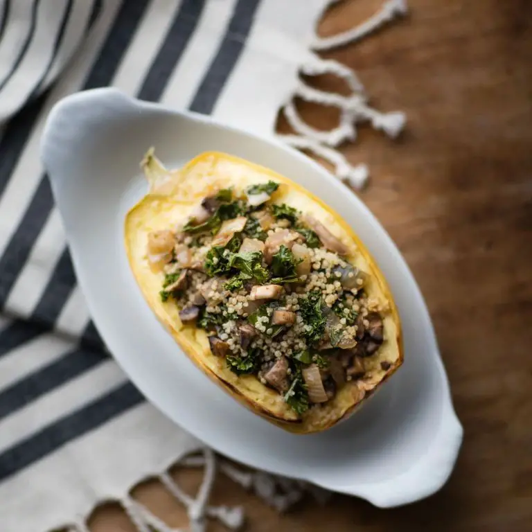 Quinoa and Kale Stuffed Spaghetti Squash